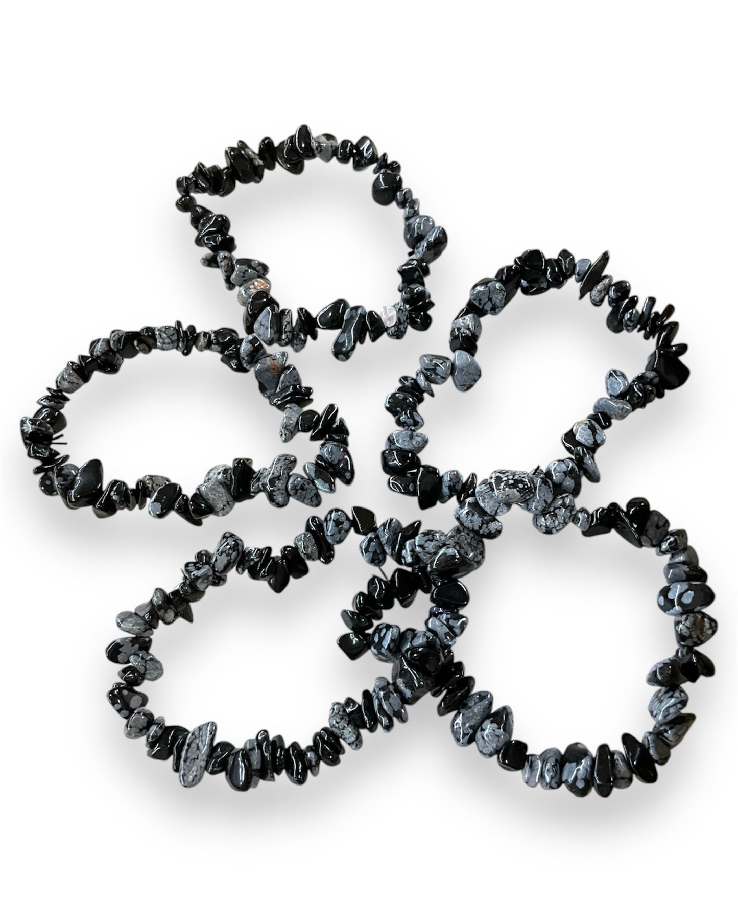 Snow Flake Obsidian Chip Bracelet