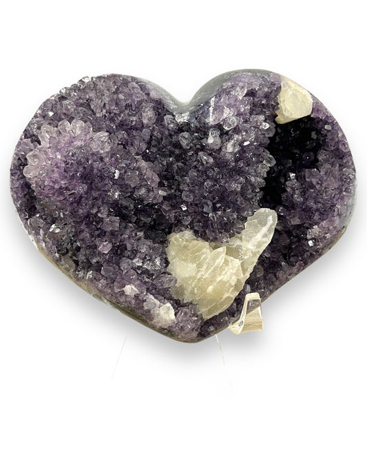 Amethyst Heart with Calcite formations