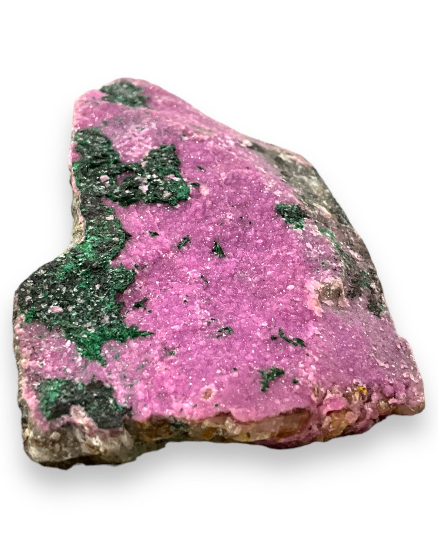 Pink Cobaltian Calcite with Malachite