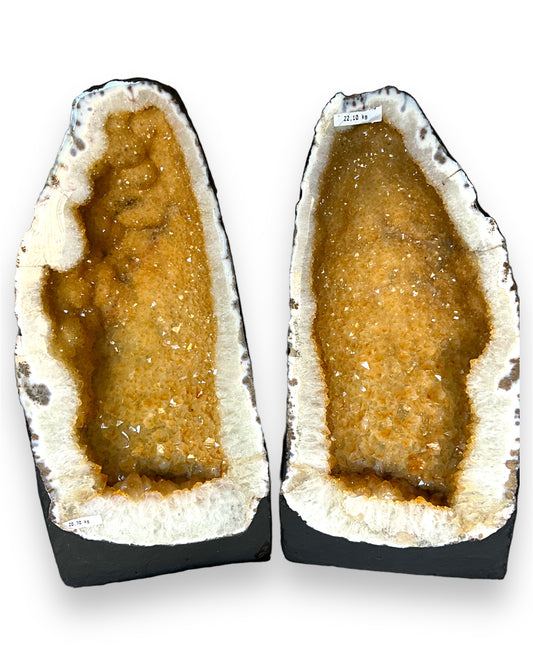 Citrine Geode Pair