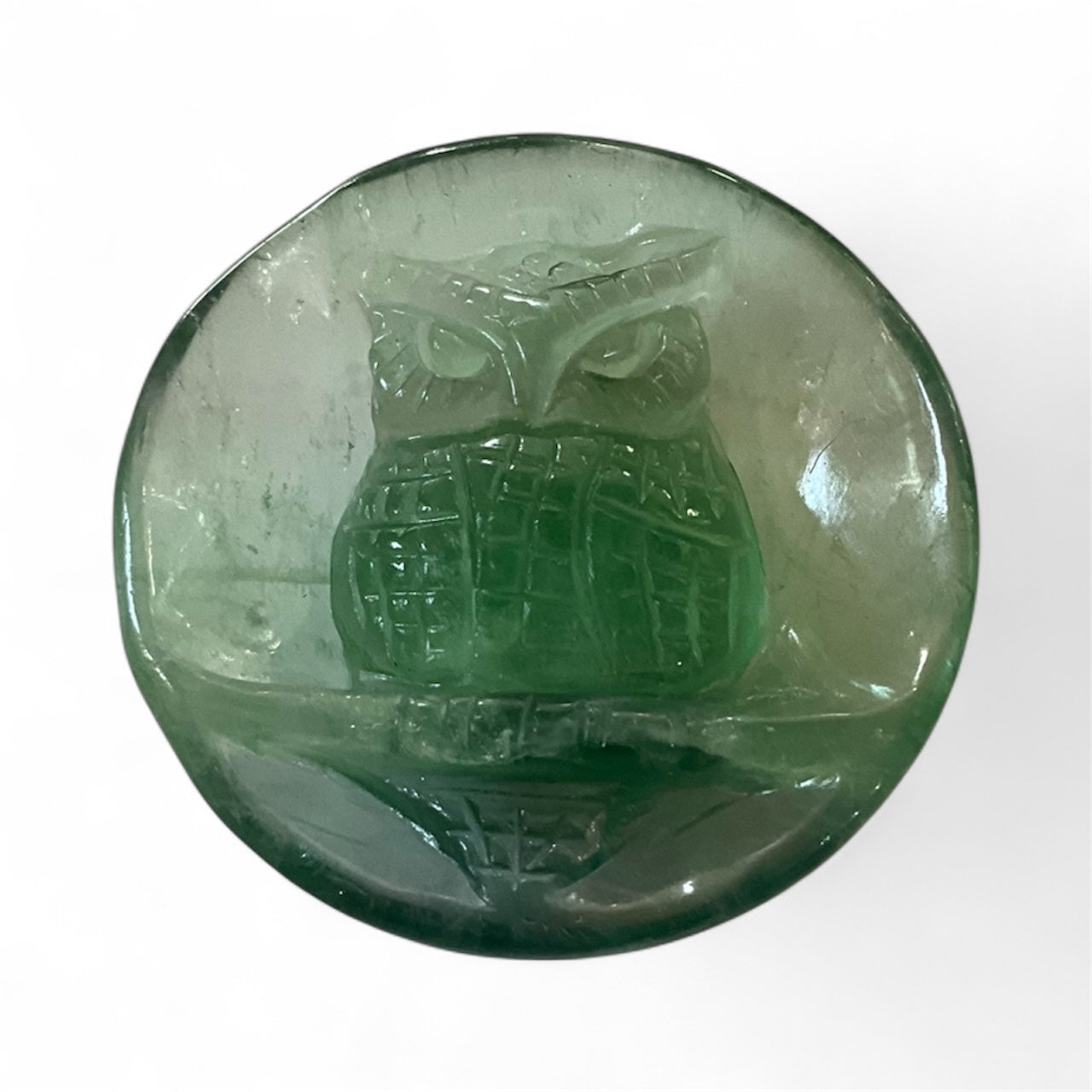 Green Fluorite Owl Bowl