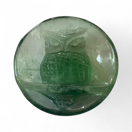 Green Fluorite Owl Bowl